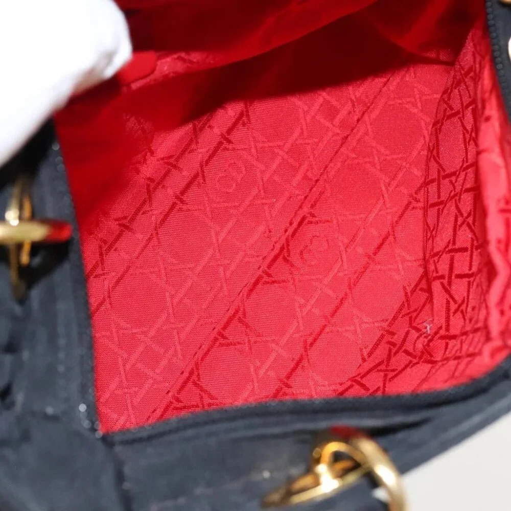 Christian Dior Canage Hand Bag Nylon Black Gold - Picture 12 of 14